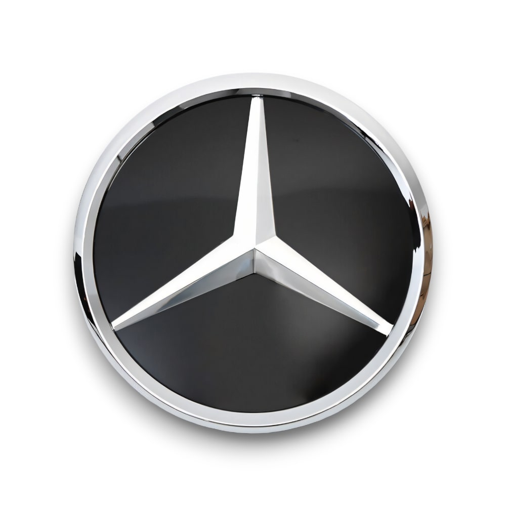 EBI Mercedes Benz Glass Mirror Flat Grille Star Emblem, Gloss Black