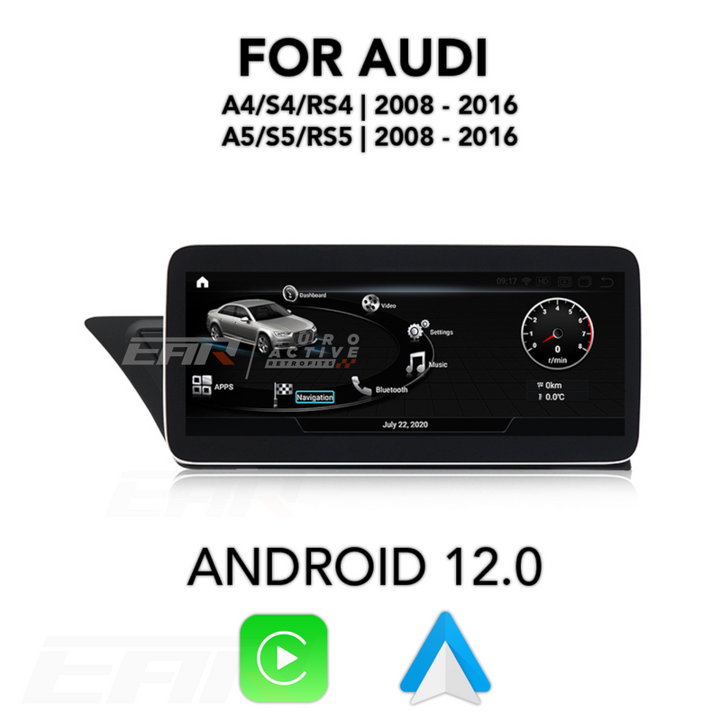 Audi A4/S4/RS4/A5/S5/RS5 Android 12.0 Multimedia 10.25"/12.5" Touchscreen Display + Built-In Wireless Carplay & Android Auto | 2008 - 2016 | LHD/RHD - Euro Active Retrofits