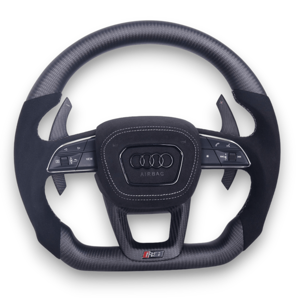 Audi Q/RS 2023 Style Customizable Carbon Fiber / Alcantara / LED Steering Wheel | Fits 2010+ Models - Euro Active Retrofits