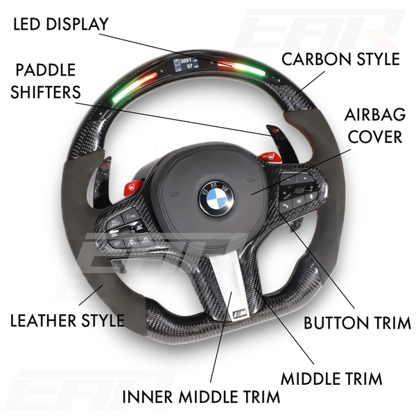 BMW F4X / F9X / G-Chassis Customizable Carbon Fiber / Alcantara Steering Wheel - Euro Active Retrofits