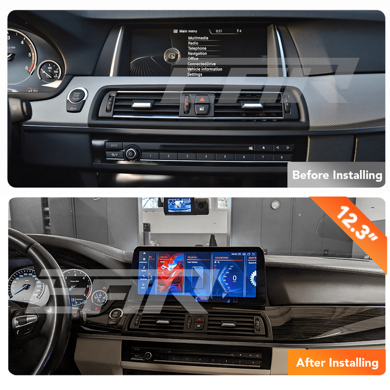 BMW iDrive 8 Android 12.0 5 Series (F10/F11/F18) Multimedia 10.25"/12.3" Touchscreen Display + Built-In Wireless Carplay & Android Auto | 2010 - 2017 | LHD/RHD - Euro Active Retrofits