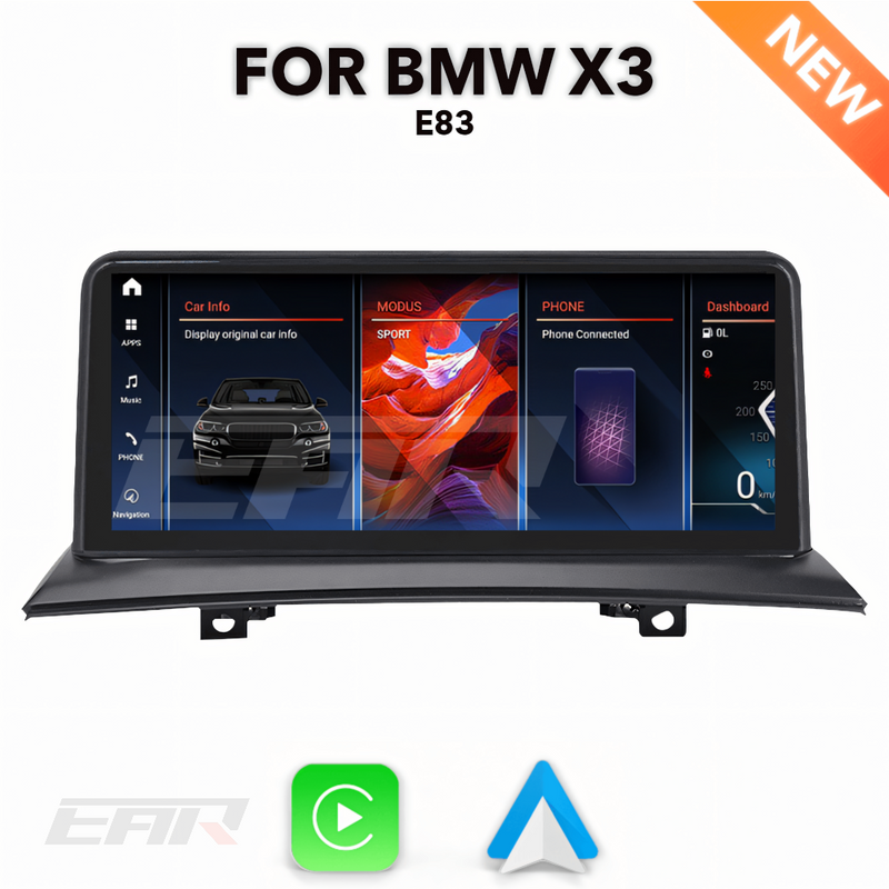 BMW iDrive 8 Android 12.0 X3 (E83) Multimedia 10.25" Touchscreen Display + Built-In Wireless Carplay & Android Auto | 2004 - 2009 | LHD/RHD - Euro Active Retrofits