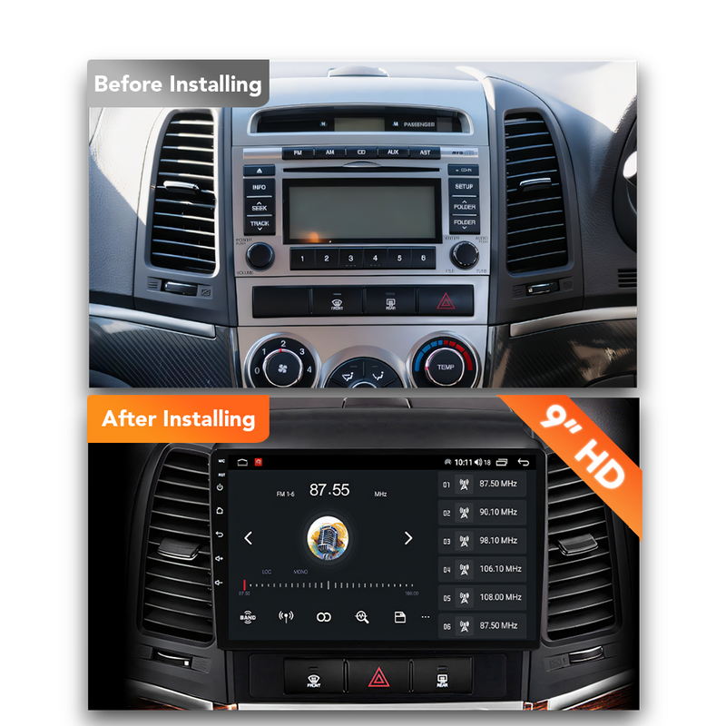 Hyundai Santa Fe (2006 - 2012) Multimedia 9" Touchscreen Display + Built-In Wireless Carplay & Android Auto - Euro Active Retrofits