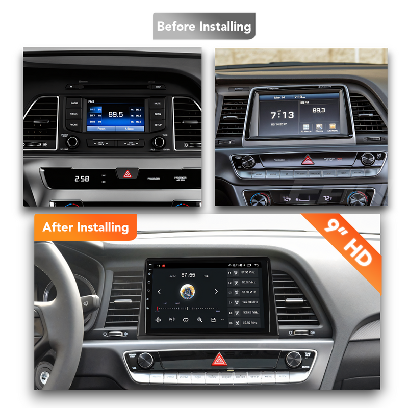 Hyundai Sonota (2015 - 2019) Multimedia 9" Touchscreen Display + Built-In Wireless Carplay & Android Auto - Euro Active Retrofits