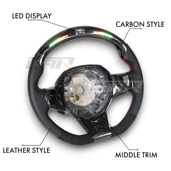 Lamborghini Aventador Customizable Carbon Fiber / Alcantara / LED Steering Wheel - Euro Active Retrofits