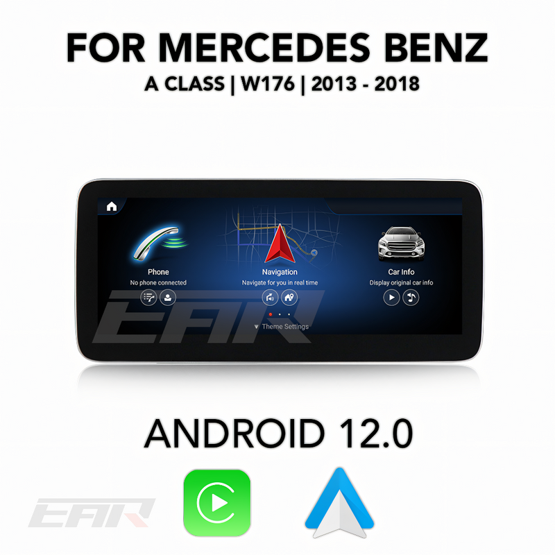 Mercedes Benz A Class Android 12.0 (W176) Multimedia 10.25"/12.3" Touchscreen Display + Built-In Wireless Carplay & Android Auto | 2013 - 2018 | LHD/RHD - Euro Active Retrofits