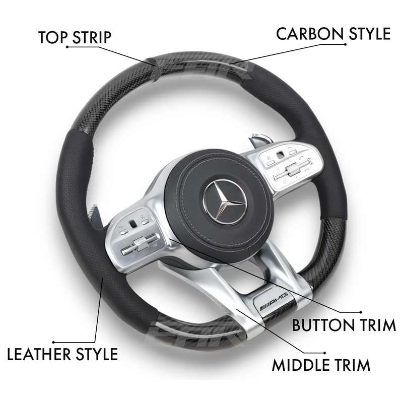 Mercedes-Benz AMG Performance Style Customizable Carbon Fiber / Alcantara / LED Steering Wheel Upgrade - Euro Active Retrofits