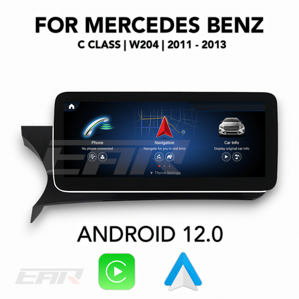 Mercedes Benz C Class Android 12.0 (W204) Multimedia 10.25"/12.3" Touchscreen Display + Built-In Wireless Carplay & Android Auto | 2011 - 2013 | LHD/RHD - Euro Active Retrofits