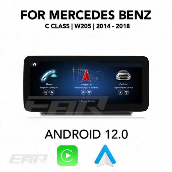 Mercedes Benz C Class Android 12.0 (W205/C205/A205/S205) Multimedia 10.25"/12.3" Touchscreen Display + Built-In Wireless Carplay & Android Auto | 2014 - 2018 | LHD/RHD - Euro Active Retrofits