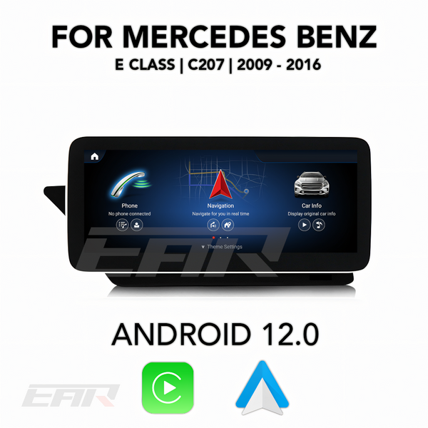 Mercedes Benz E Class Android 12.0 (C207/A207) Multimedia 10.25"/12.3" Touchscreen Display + Built-In Wireless Carplay & Android Auto | 2009 - 2017 | LHD/RHD - Euro Active Retrofits