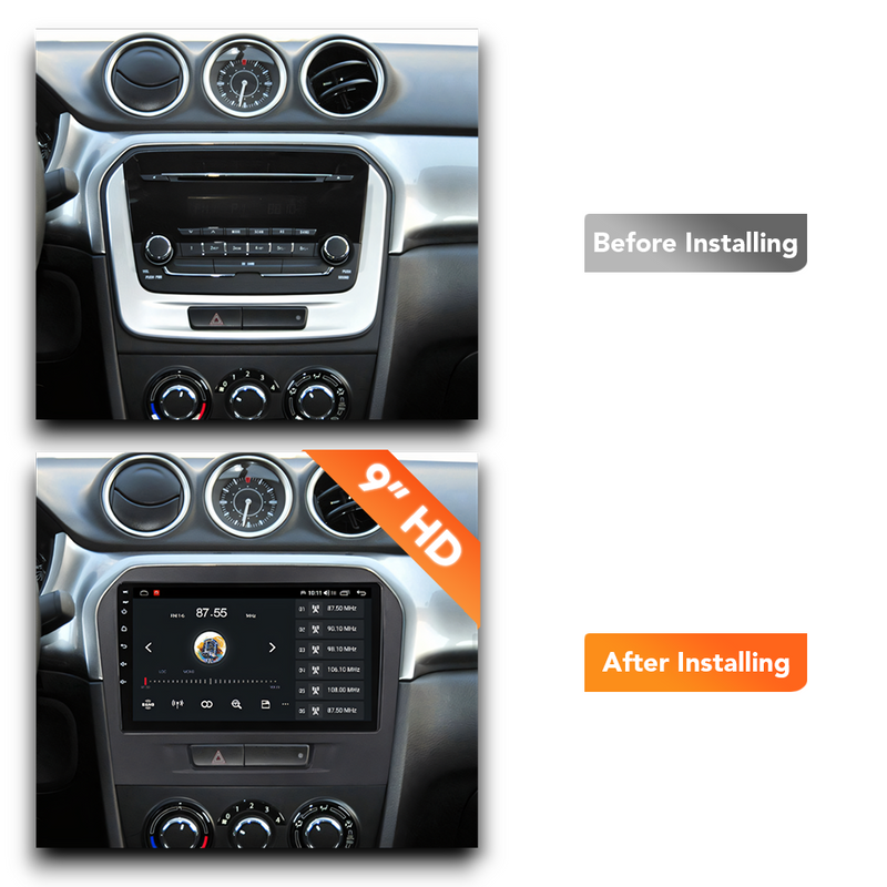 Suzuki Vitara (2015 - 2023) Multimedia 9" Touchscreen Display + Built-In Wireless Carplay & Android Auto - Euro Active Retrofits